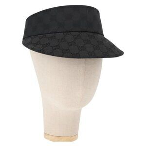 GUCCI GG Canvas Web Sherry Line Sun Visor S Black Red